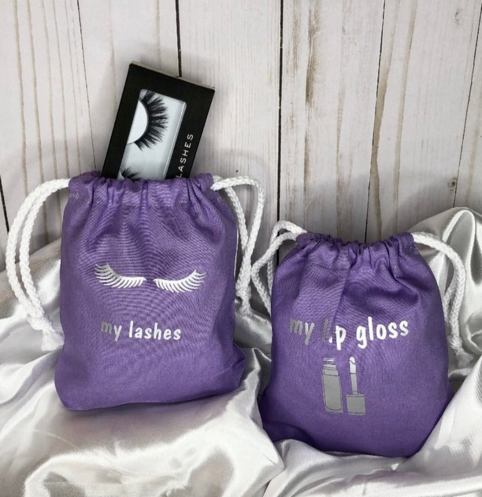 My Lashes and Lip Gloss Bag Set - Purple Silver Set