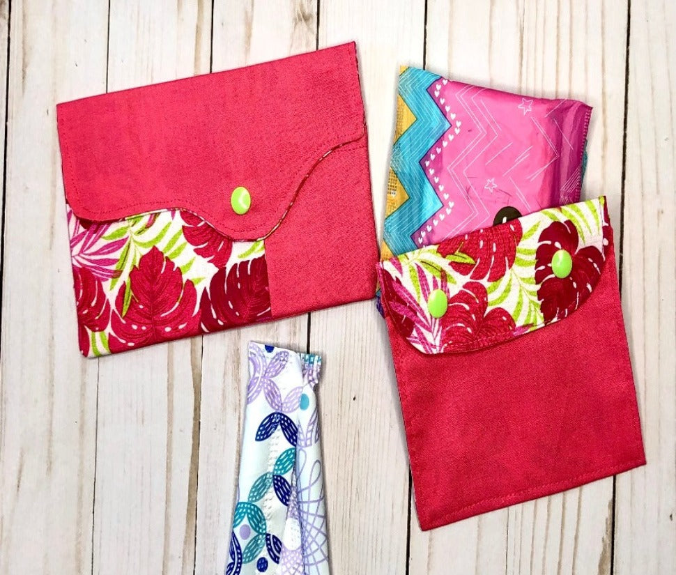 Pad and Tampon Pouch Set - Pink Palm