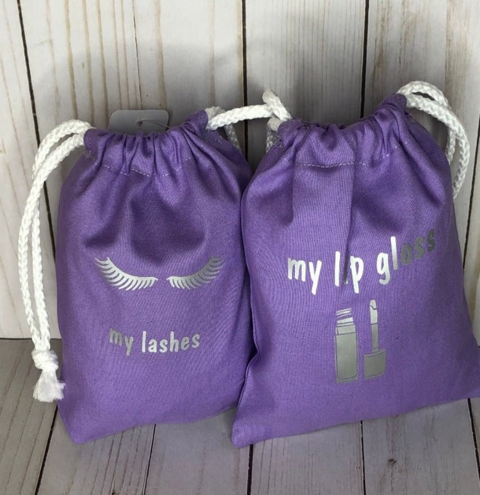 My Lashes and Lip Gloss Bag Set - Purple Silver Set