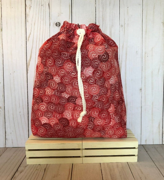 Drawstring Bag - Peppermint Red