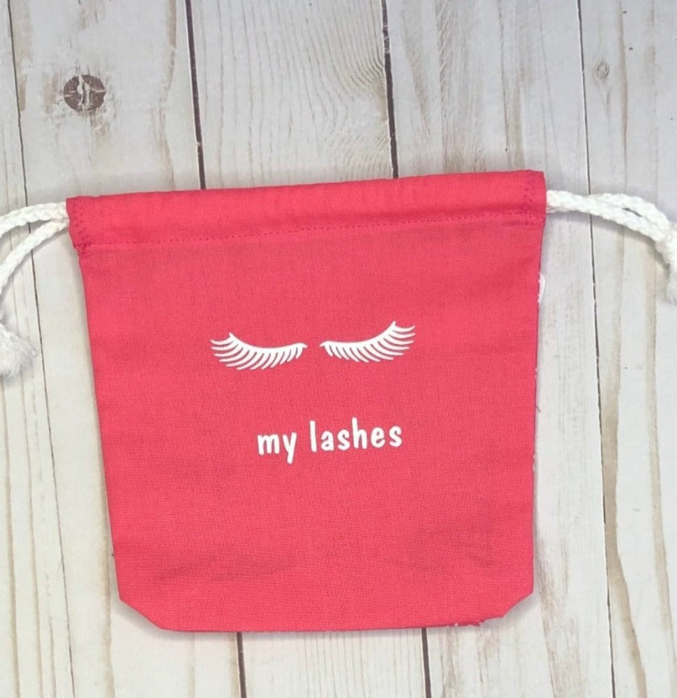 Make up Bag - My Lashes Pink and White Dots