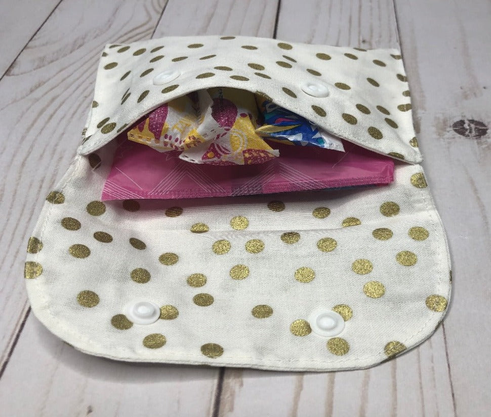 Pad and Tampon Pouch - Golden Dots