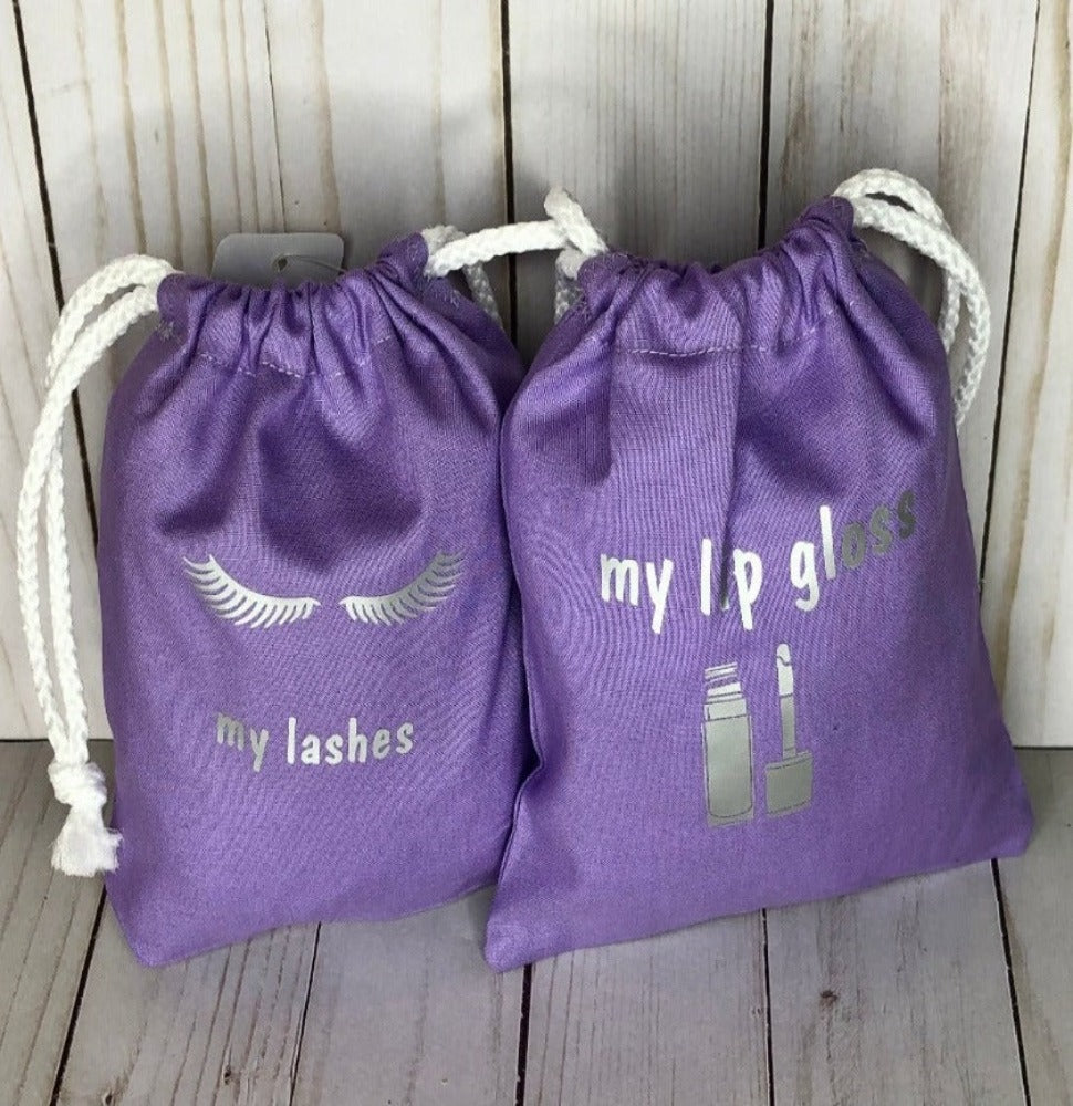 My Lashes and Lip Gloss Bag Set - Purple Silver Set