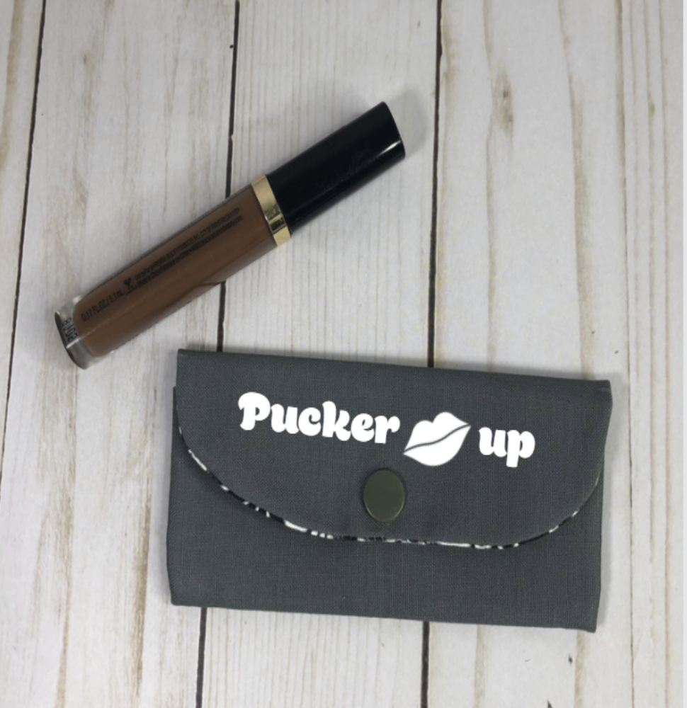 Lip Gloss Holder - Pucker Up Gray